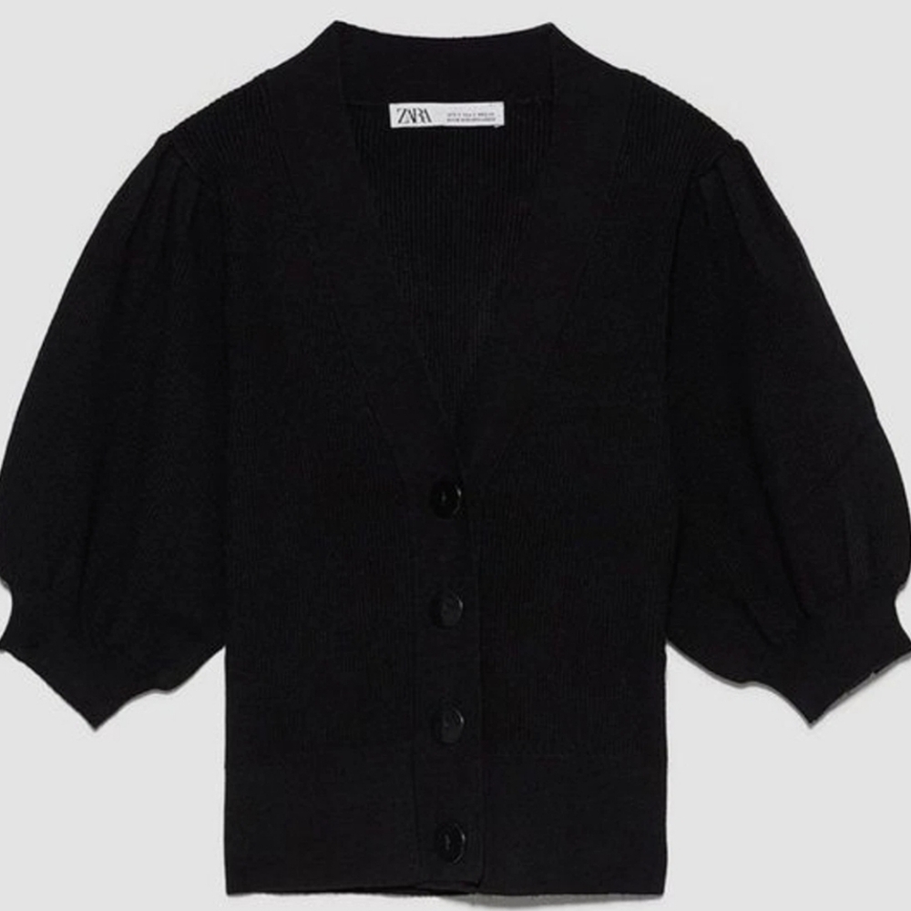 Zara Button-Up Cardigan With Baloon Sleeves